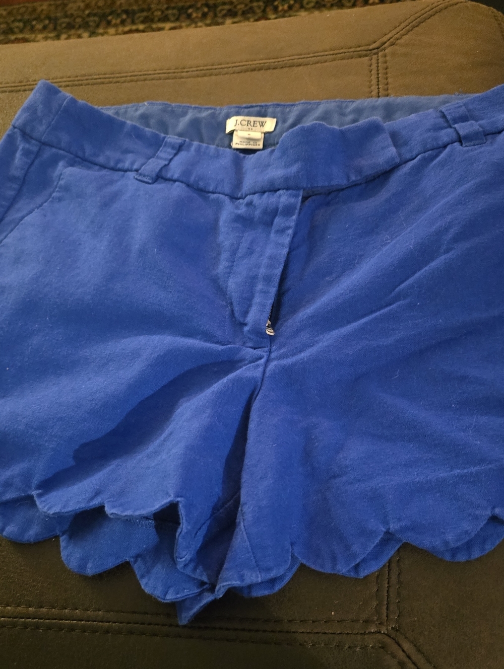 J. Crew Cobalt Scallop Hem Women's Shorts Sz 8